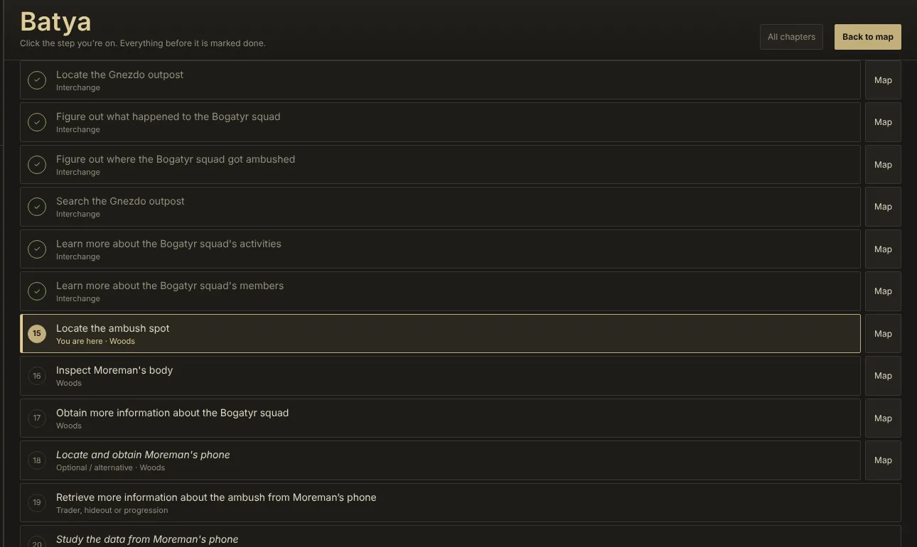 Batya story chapter with the current step highlighted
